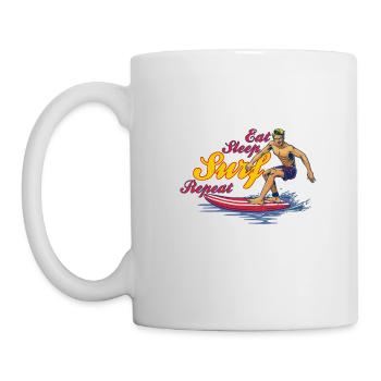 Eat Sleep Surf Repeat Cool cadeau pour les surfeurs - Mug blanc - blanc - Gauche