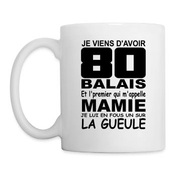 80 ans / anniversaire 80 ans / cadeaux 80 ans - Mug blanc - blanc - Gauche