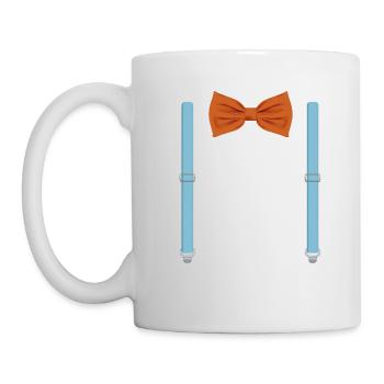 Funny Orange Bow Tie with Blue Suspenders Perfect - Mug - white - Left