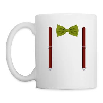 Drôle de nœud papillon vert avec bretelles rouges Parfait - Mug blanc - blanc - Gauche