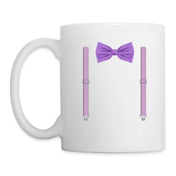 Funny Purple Bow Tie with Suspenders Perfect - Mug - white - Left