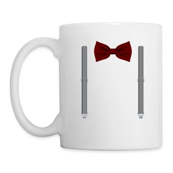 Funny Red Bow Tie with Gray Suspenders Perfect - Mug - white - Left