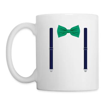 Drôle de nœud papillon vert avec bretelles parfait - Mug blanc - blanc - Gauche