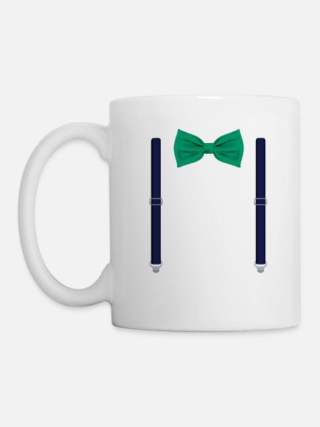 Drôle de nœud papillon vert avec bretelles parfait - Mug blanc - blanc