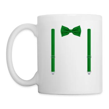 Drôle de nœud papillon vert avec bretelles parfait - Mug blanc - blanc - Gauche