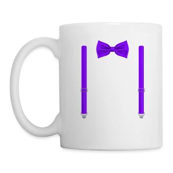 Funny Purple Bow Tie with Suspenders Perfect - Mug - white - Left