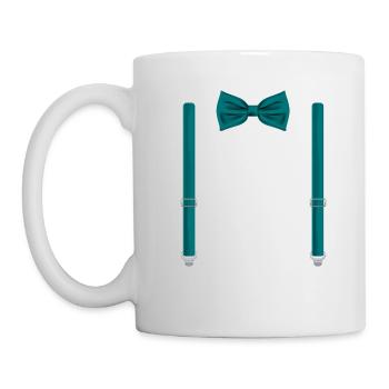 Funny Esmerald Green Bow Tie with Suspenders - Mug - white - Left