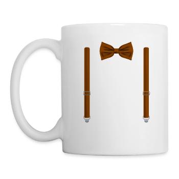 Funny Brown Tie with Suspenders Perfect Wedding - Mug - white - Left