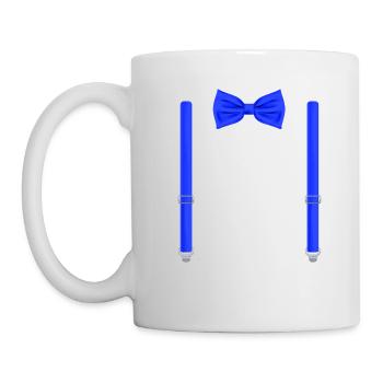 Drôle de nœud papillon bleu avec bretelles parfait - Mug blanc - blanc - Gauche