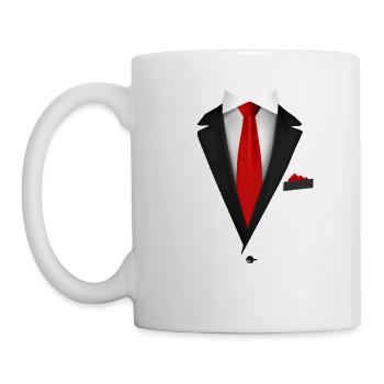 Smoking mit Krawatte für Hochzeiten und besondere - Tasse - Weiß - Links