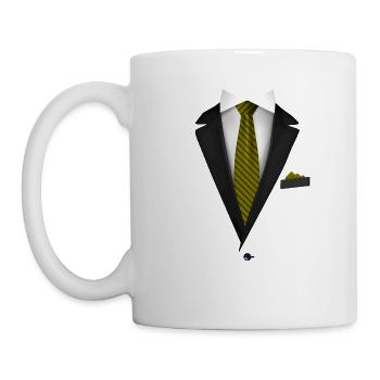 Smoking mit Krawatte für Hochzeiten und besondere - Tasse - Weiß - Links