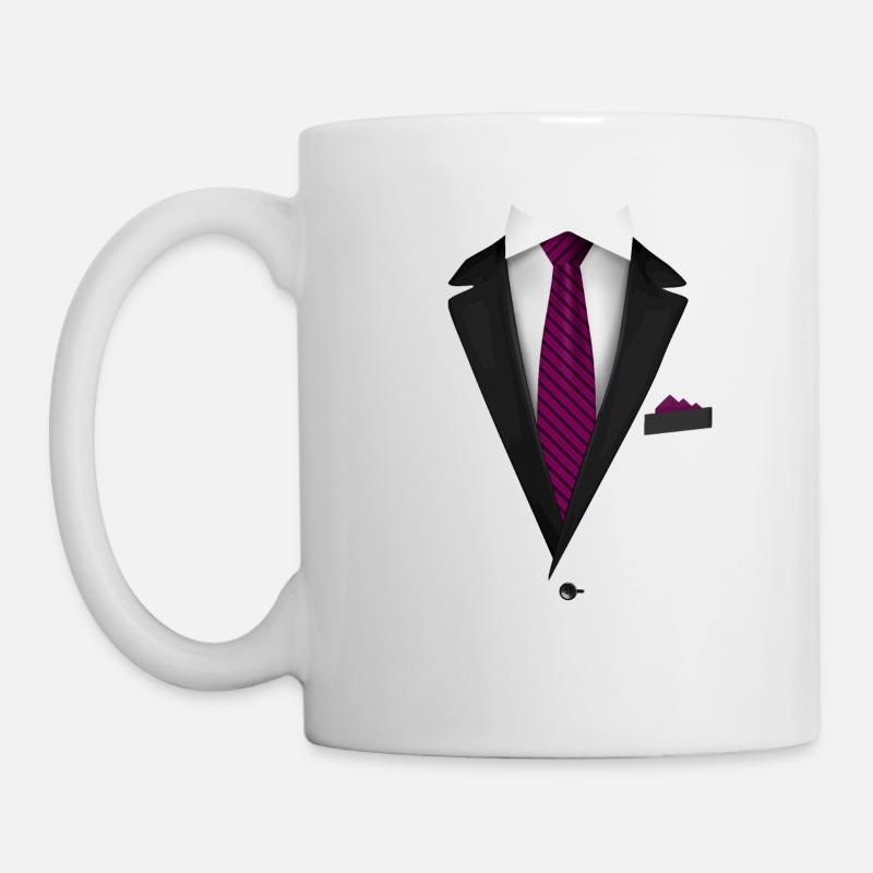Tuxedo med slips til bryllupper og specielle - Mugg - vit