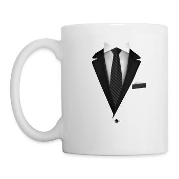 Smoking mit Krawatte für Hochzeiten und besondere - Tasse - Weiß - Links