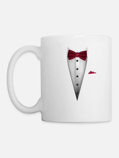 Smoking-Design mit Fliege für Hochzeiten und - Tasse - Weiß