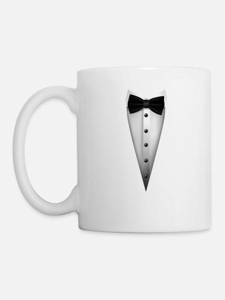 Conception de smoking avec nœud papillon pour les mariages et - Mug blanc - blanc