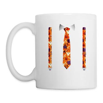 Halloween Tuxedo with Pumpkin Suspender Print - Mug - white - Left