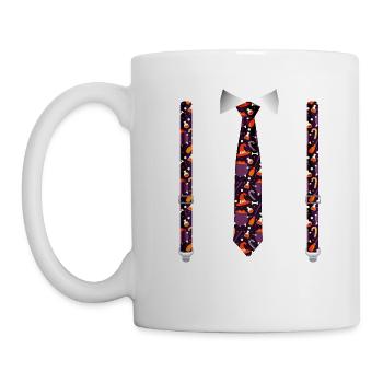 Halloween Tuxedo with Pumpkin Suspender Print - Mug - white - Left