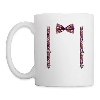 Drôle de nœud papillon d’Halloween avec bretelles parfaites - Mug blanc - blanc - Gauche