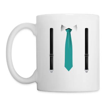 Lustige grüne Krawatte mit schwarzen Hosenträgern Perfekt - Tasse - Weiß - Links