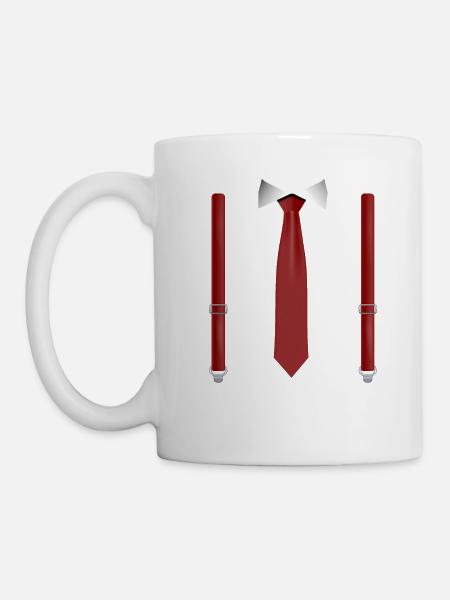 Drôle de cravate rouge avec bretelles Mariage parfait - Mug blanc - blanc
