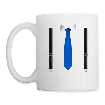 Lustige blaue Krawatte mit schwarzen Hosenträgern Perfekt - Tasse - Weiß - Links