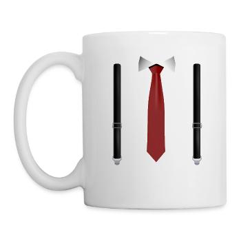 Lustige rote Krawatte mit schwarzen Hosenträgern Perfekt - Tasse - Weiß - Links