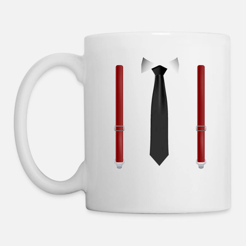 Drôle de cravate noire avec bretelles rouges Perfect - Mug blanc - blanc