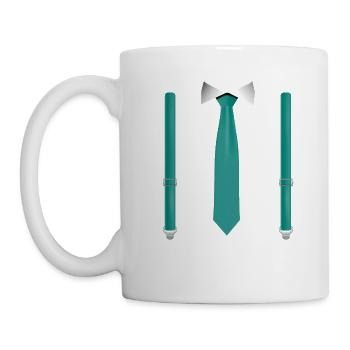 Lustige grüne Krawatte mit schwarzen Hosenträgern Perfekt - Tasse - Weiß - Links