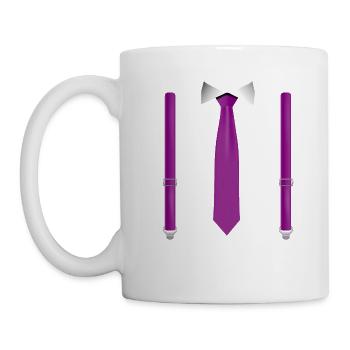 Lustige rosa Krawatte mit schwarzen Hosenträgern Perfekt - Tasse - Weiß - Links