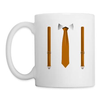 Funny Orange Tie with Suspenders Perfect Wedding - Mug - white - Left