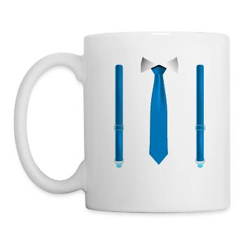 Funny Blue Tie with Suspenders Perfect Wedding - Mug - white - Left