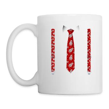 Festive Christmas Tie and Suspenders Funny Xmas - Mug - white - Left