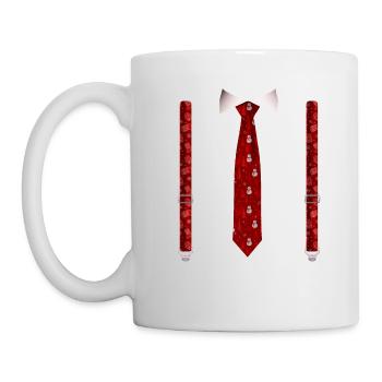 Festive Christmas Tie and Suspenders Funny Xmas - Mug - white - Left