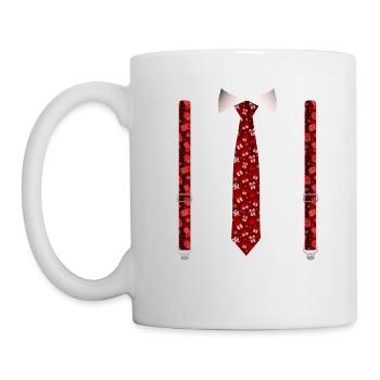 Festive Christmas Tie and Suspenders Funny Xmas - Mug - white - Left