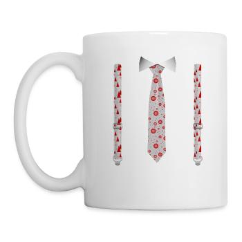 Festive Christmas Tie and Suspenders Funny Xmas - Mug - white - Left