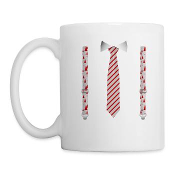 Festive Christmas Tie and Suspenders Funny Xmas - Mug - white - Left