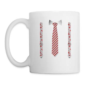 Festive Christmas Tie and Suspenders Funny Xmas - Mug - white - Left