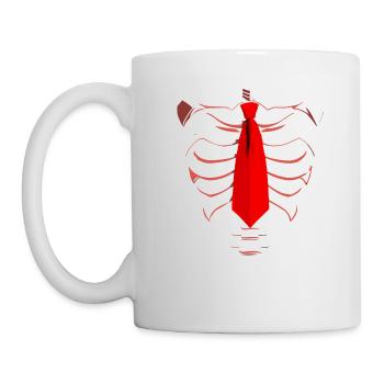 Skelett mit roter Krawatte Lustiges Halloween-Design - Tasse - Weiß - Links