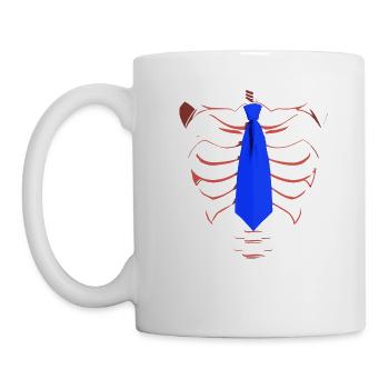 Skelett mit blauer Krawatte Lustiges Halloween-Design - Tasse - Weiß - Links