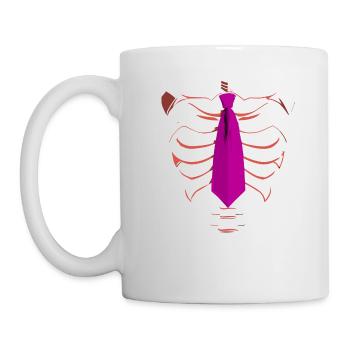 Skelett mit rosa Krawatte Lustiges Halloween-Design - Tasse - Weiß - Links