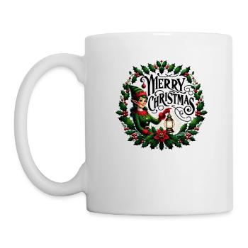 Frohe Weihnachten Design Lustiges Geschenk für Weihnachtsliebhaber - Tasse - Weiß - Links