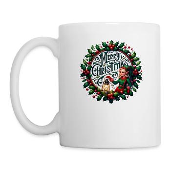 Frohe Weihnachten Design Lustiges Geschenk für Weihnachtsliebhaber - Tasse - Weiß - Links