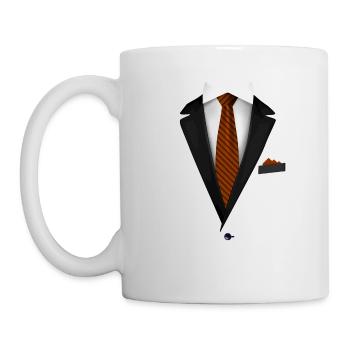 Smoking mit orangefarbener Krawatte für Hochzeiten und besondere - Tasse - Weiß - Links