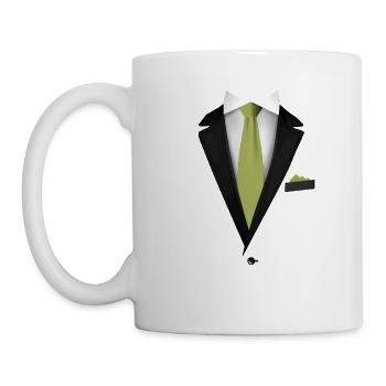 Smoking avec une cravate vert olive pour les mariages et - Mug blanc - blanc - Gauche