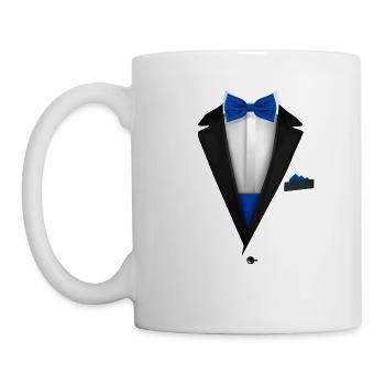 Conception de smoking avec noeud papillon royal bleu pour les mariages - Mug blanc - blanc - Gauche