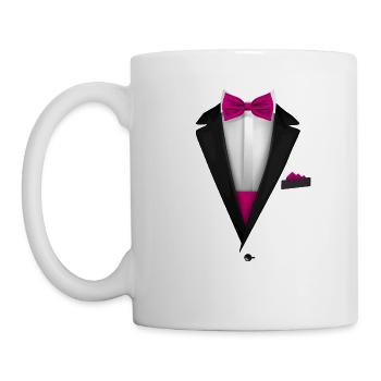 Tuxedo design with Pink Bowtie For Weddings And - Mug - white - Left
