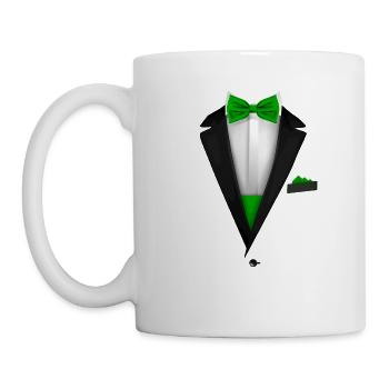 Tuxedo design with Green Bowtie For Weddings And - Mug - white - Left