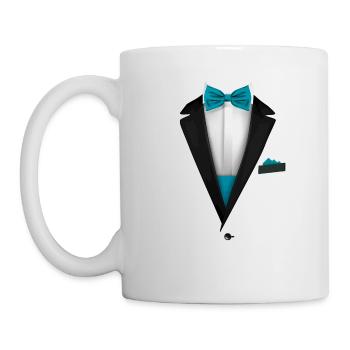 Tuxedo design with Blue Bowtie For Weddings And - Mug - white - Left