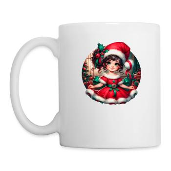 Santa Claus Girl Illustration Funny Christmas - Mug - white - Left