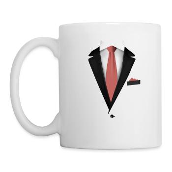 Smoking mit einer hautfarbenen Krawatte für Hochzeiten und - Tasse - Weiß - Links
